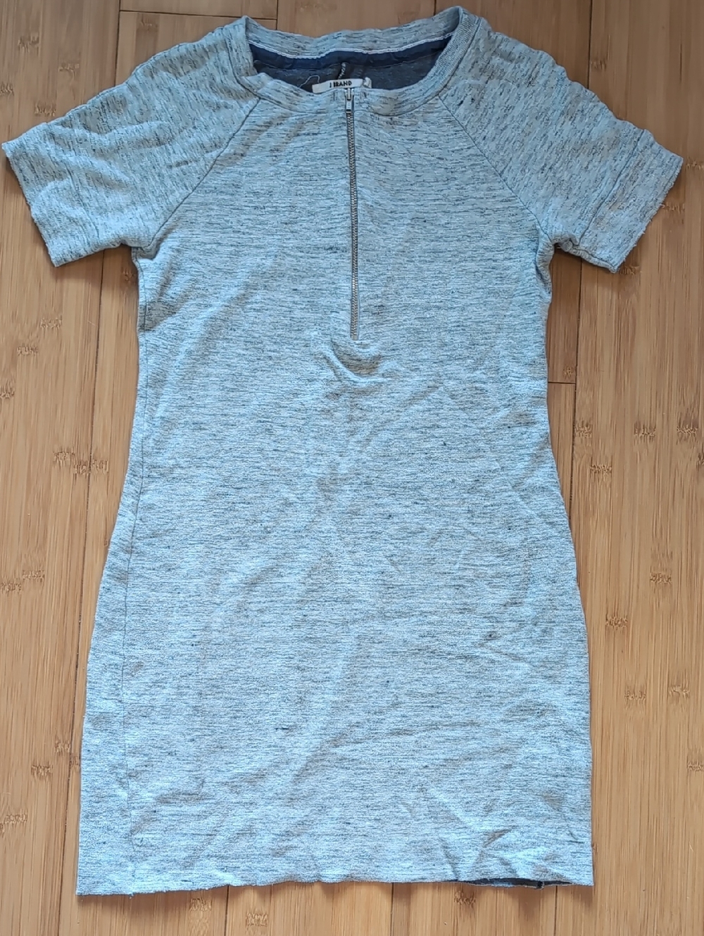 J Brand Heather Gray Zip Front Knit Dress - Linen/Cotton Blend - Size Small